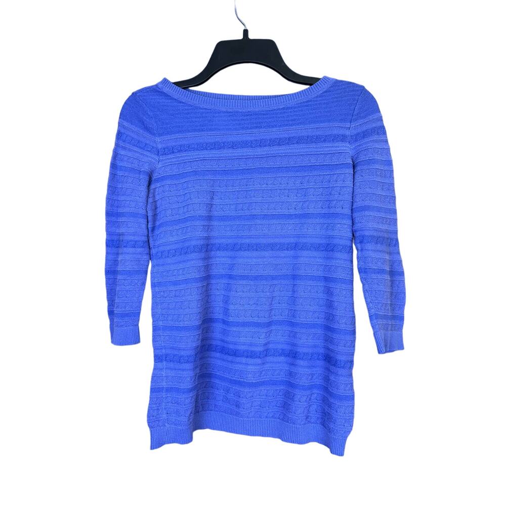 Banana Republic‎ Women's Lightweight 3/4 Sleeve Purple Striped Sweater - Size S